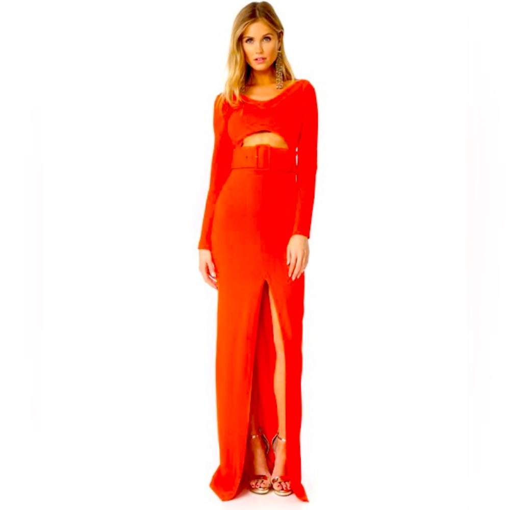 Solace London Adalene Orange Gown with Belt Size 2